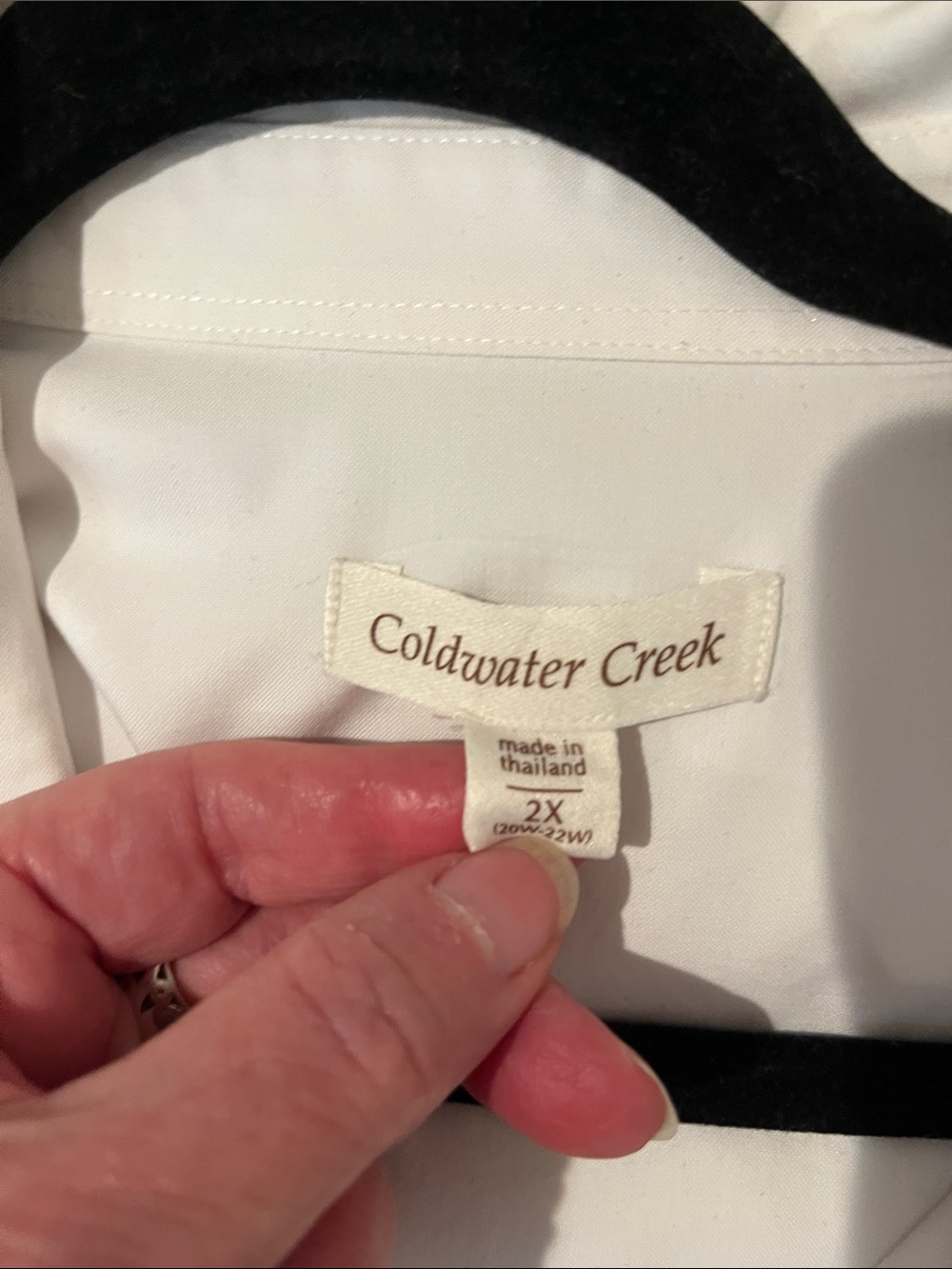 Coldwater Creek White Blouse with Black Trim